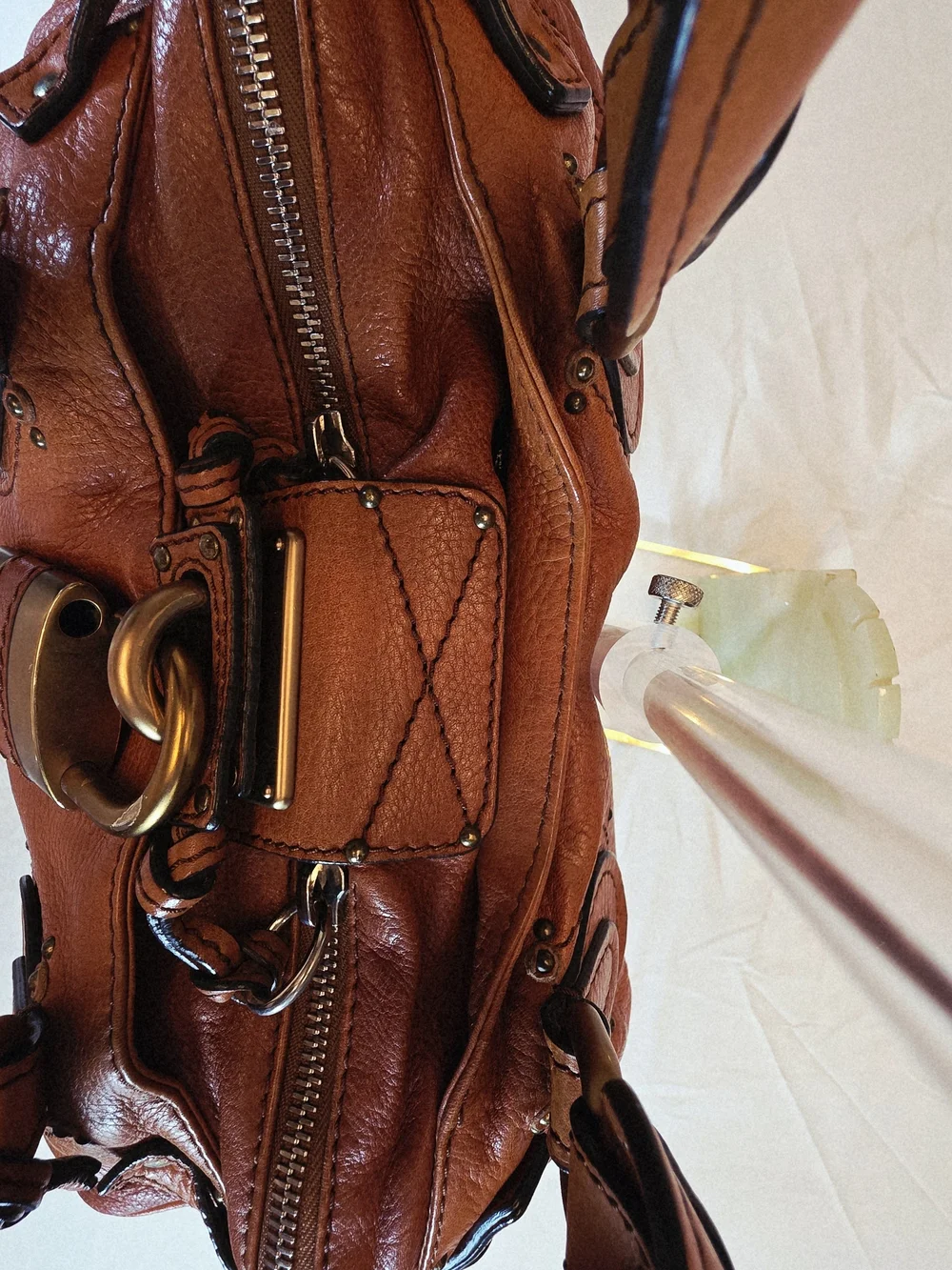 2006 Chloé Paddington Satchel Cognac Pebbled Leather-Lock and Key w COA.